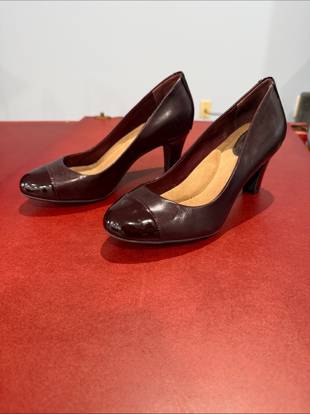 Giani Bernini Burgundy Leather Mid-Heel Pumps